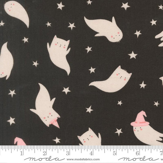 Purrs and Boos- Black Cat Ghost: Sold By The 1/2 Yard
