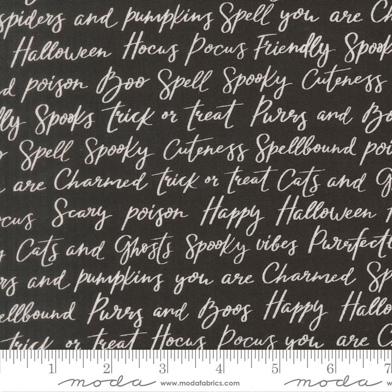 Purrs and Boos- Black Cat Happy Halloween: Sold By The 1/2 Yard