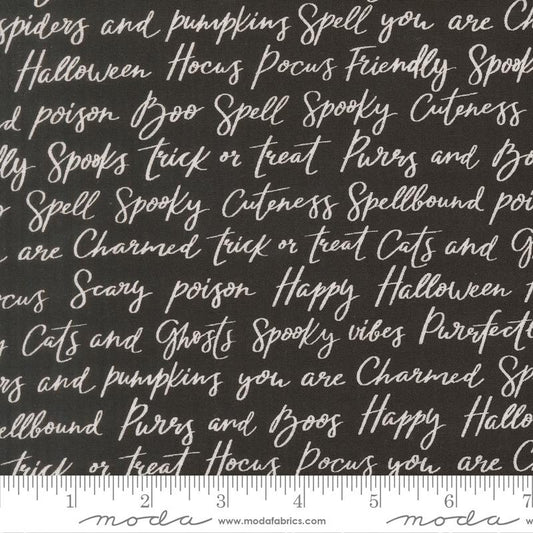 Purrs and Boos- Black Cat Happy Halloween: Sold By The 1/2 Yard