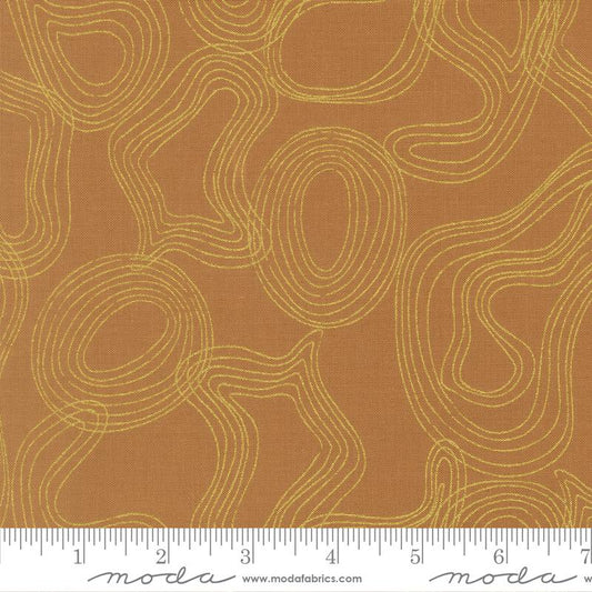 Sunlit Ruins- Toast Shadow Grove Metallic: Sold By The 1/2 Yard