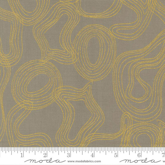 Sunlit Ruins- Silver Shadow Grove Metallic: Sold By The 1/2 Yard