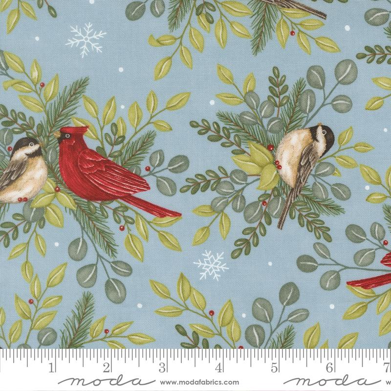 When Snow Falls- Winter Sky Winter Birds: Sold by the 1/2 yard