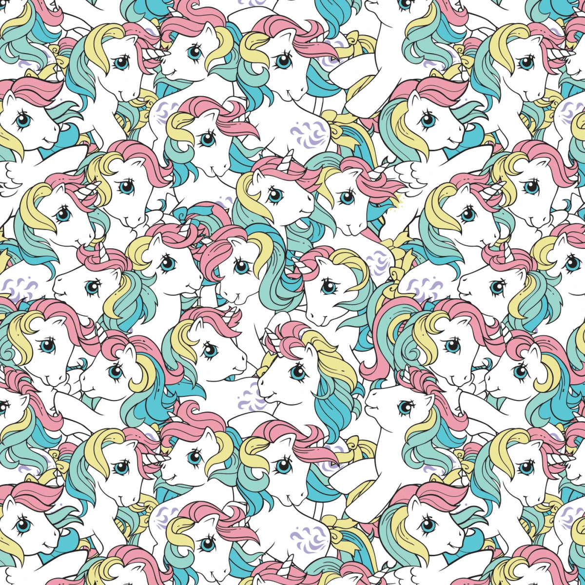 My Little Pony Retro- White Pony Stack: Sold by the 1/2 yard.