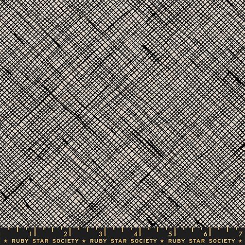 Memento Canvas- Black Crosshatch: Sold by the 1/2 Yard