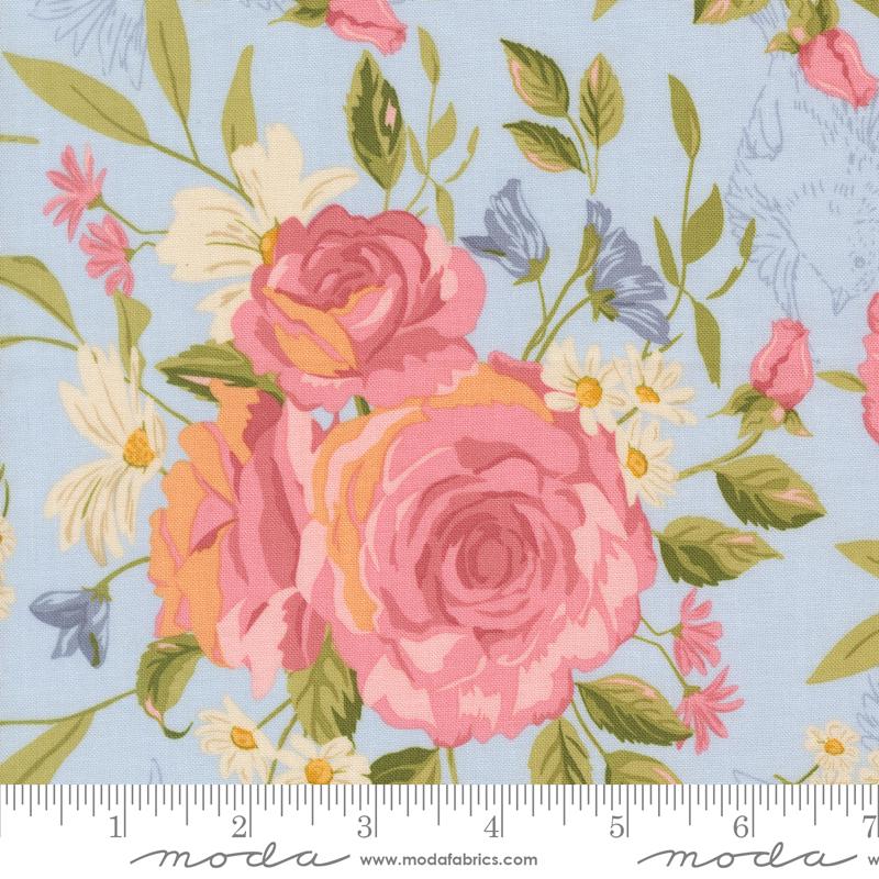 My Secret Garden- Sky Grandmas Rose Garden: Sold by the 1/2 yard