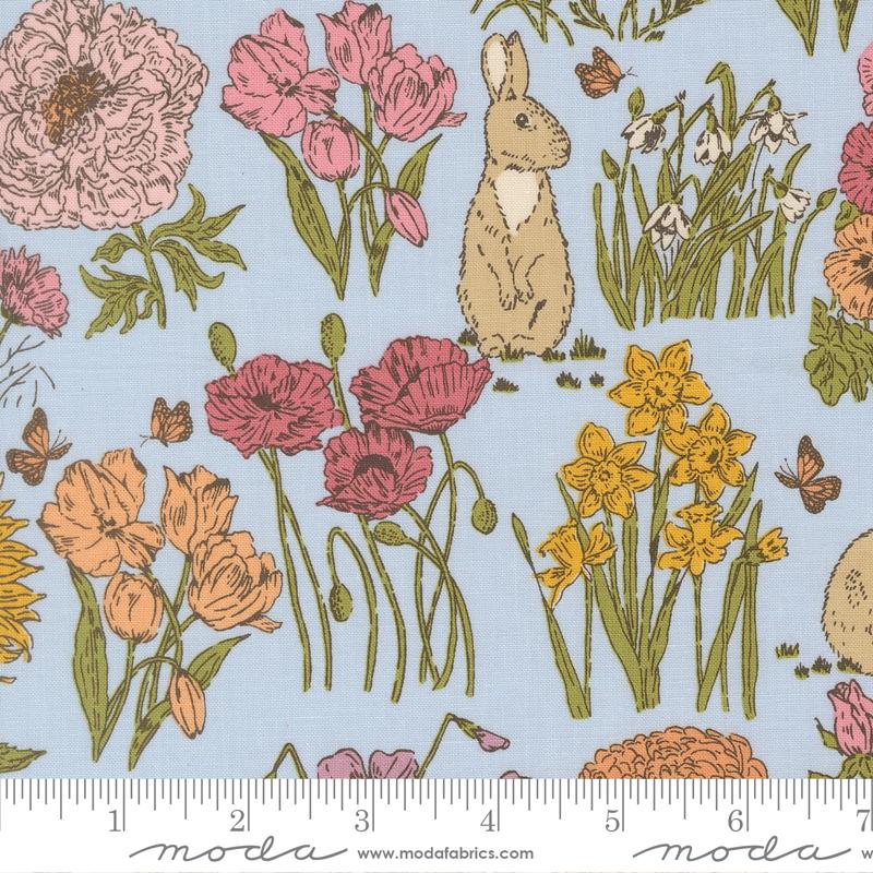 My Secret Garden- Sky Garden Bunnies: Sold by the 1/2 yard