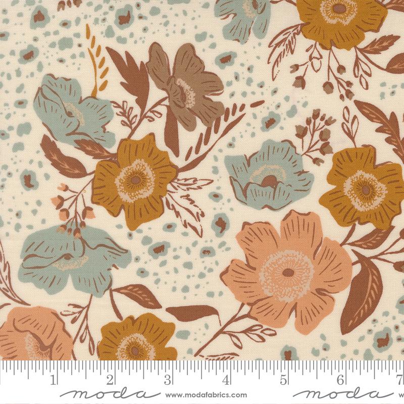 Wellspring- Eggshell Flora Flourish: Sold By The 1/2 Yard
