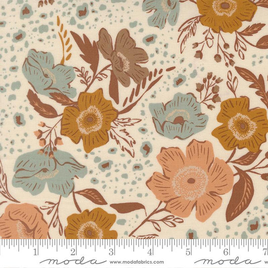 Wellspring- Eggshell Flora Flourish: Sold By The 1/2 Yard