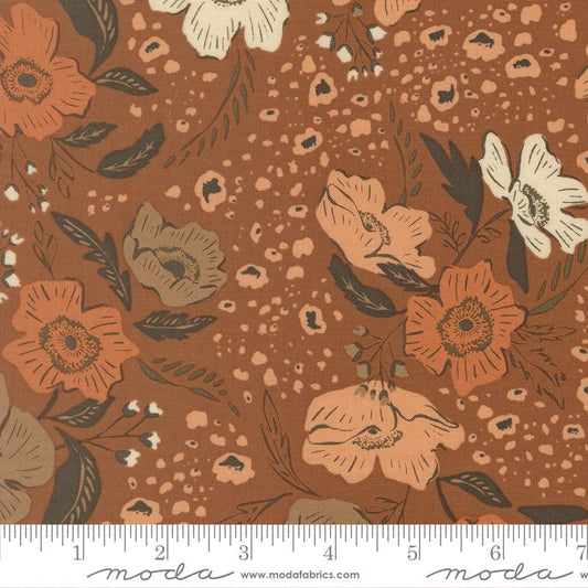 Wellspring- Dark Clay Flora Flourish: Sold By The 1/2 Yard