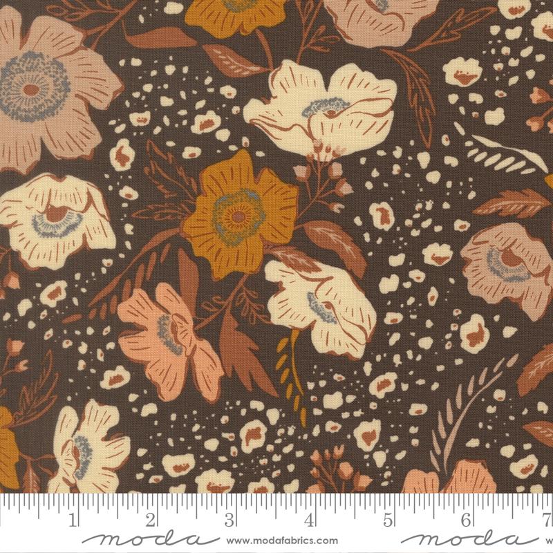 Wellspring- Charcoal Flora Flourish: Sold By The 1/2 Yard