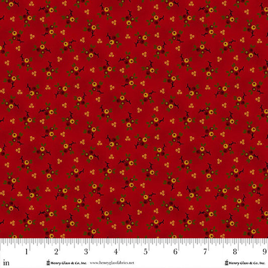 Baubles & Balsam- Cranberry Hollyberry Sprigs: Sold by the 1/2 yard