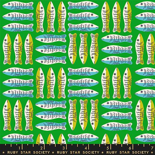 1-800-Calico- Verdant Little Sardines: Sold by the 1/2 yard