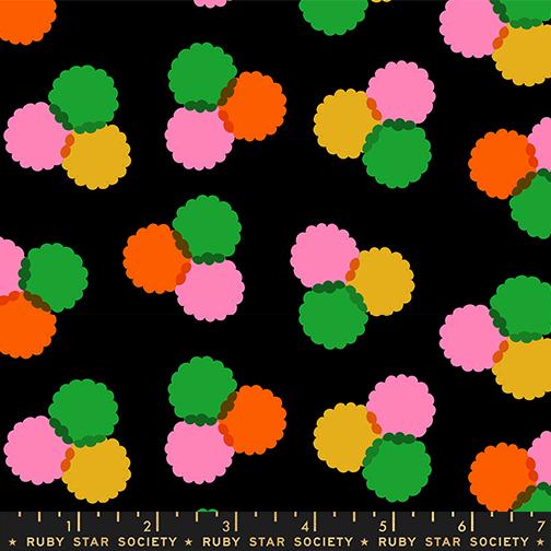 Sparkle Mart- Black Puffs: Sold by the 1/2 Yard