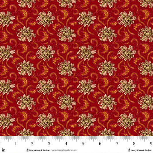 Baubles & Balsam- Cranberry Holiday Foulard: Sold by the 1/2 yard