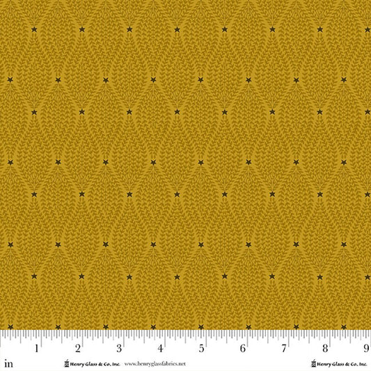 Baubles & Balsam- Gold Ebb and Flow: Sold by the 1/2 yard