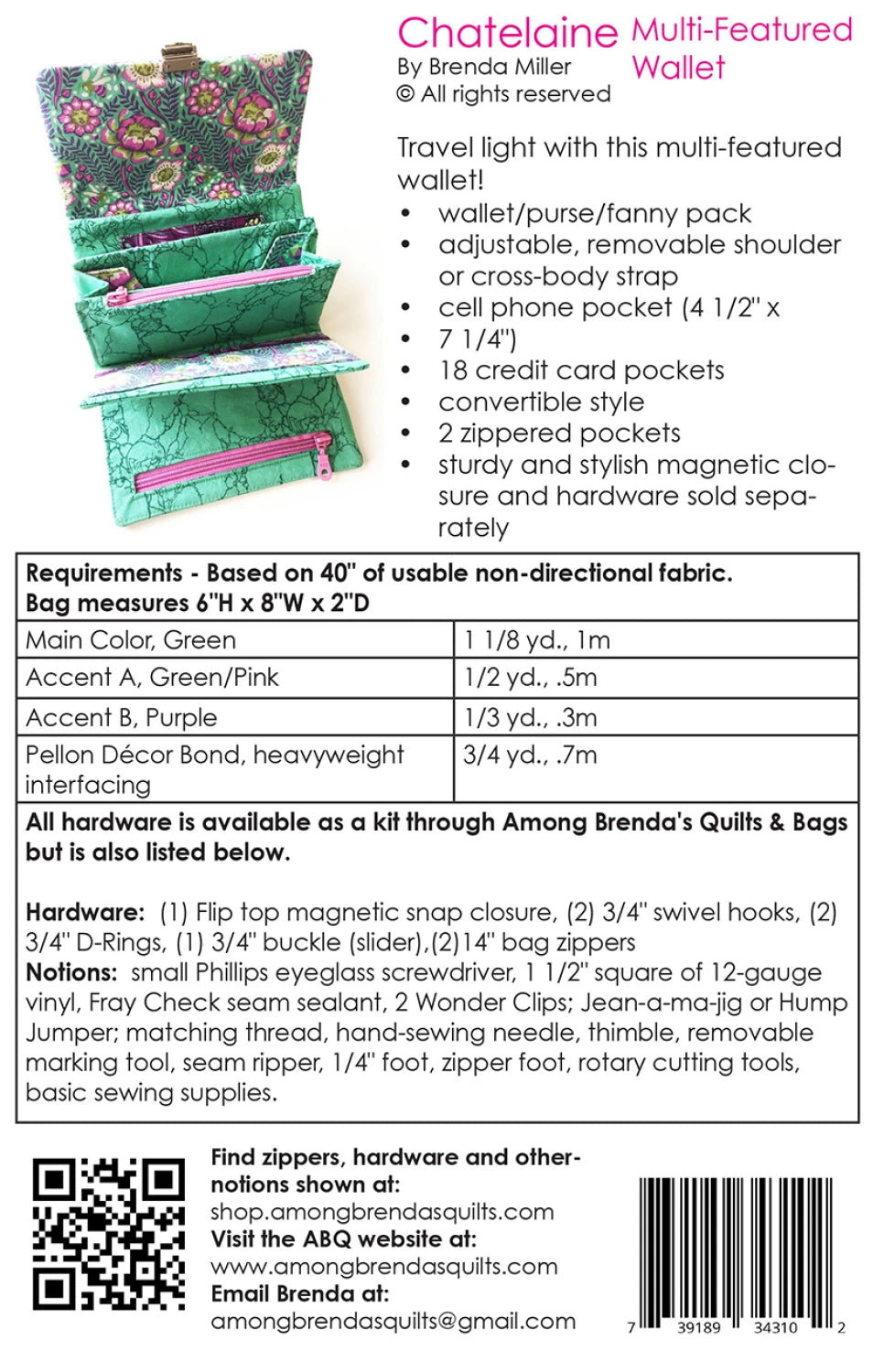 Chatelaine Multi Function Wallet Pattern