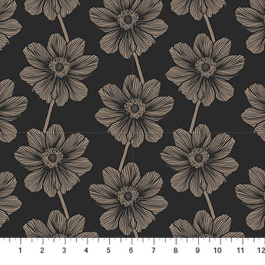 Indelible- Silvertone Floral: Sold by the 1/2 yard