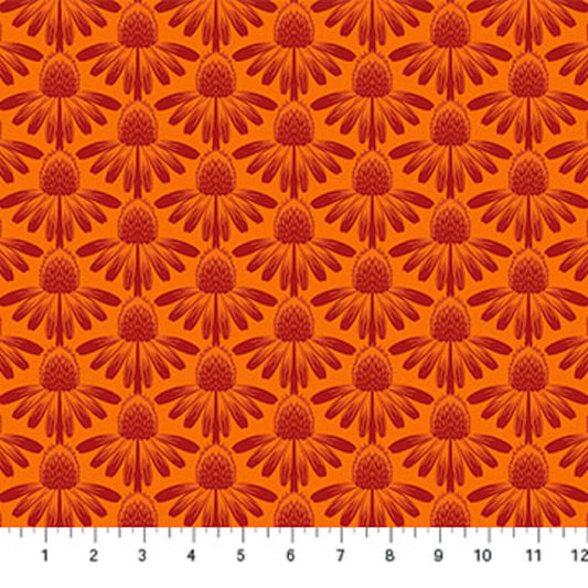 Indelible- Tangerine Coneflower: Sold by the 1/2 yard