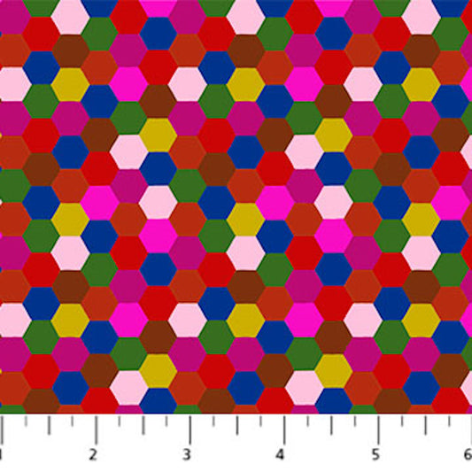 Piecework- Eccentric Hexagons: Sold by the 1/2 yard
