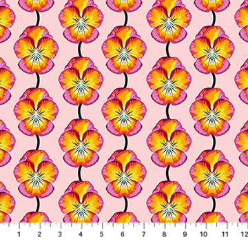 Iconic- Flame Pansy: Sold by the 1/2 yard