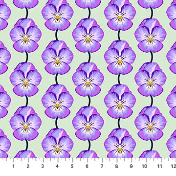 Iconic- Lavender Pansy: Sold by the 1/2 yard