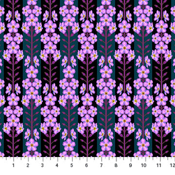 Iconic- Indigo Forgetmenot: Sold by the 1/2 yard