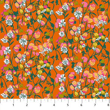 Jumpstart- Tangerine Silene: Sold by the 1/2 yard