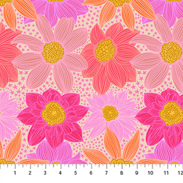 Jumpstart- Pink Stars and Stripes: Sold by the 1/2 yard
