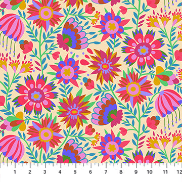 Allegory- Cream Charmed: Sold by the 1/2 yard