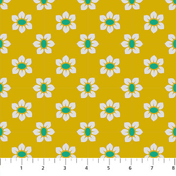 Allegory- Golden Stamped: Sold by the 1/2 yard
