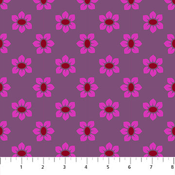 Allegory- Plum Stamped: Sold by the 1/2 yard