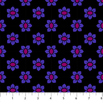 Allegory- Midnight Stamped: Sold by the 1/2 yard
