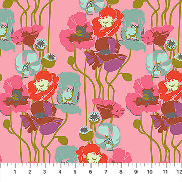Overdressed- Haze Pouring Poppies: Sold by the 1/2 yard