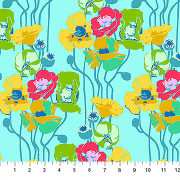 Overdressed- Clear Pouring Poppies: Sold by the 1/2 yard