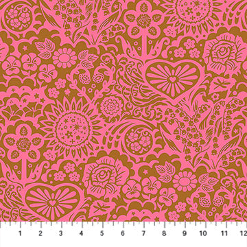 Yesterday- Coral Big Heaven: Sold by the 1/2 yard