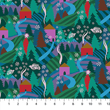 Cozy Christmas- Evening Flurry: Sold by the 1/2 yard