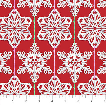 Cozy Christmas- Red Hot Paperflakes: Sold by the 1/2 yard
