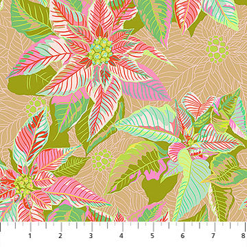 Cozy Christmas- Fresh Poinsettia: Sold by the 1/2 yard