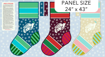 Cozy Christmas- 24" Stocking Panel: Sold by the PANEL