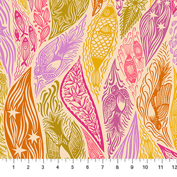 Shooting Star- Mango Current 108" Wide Backing: Sold by the 1/2 yard