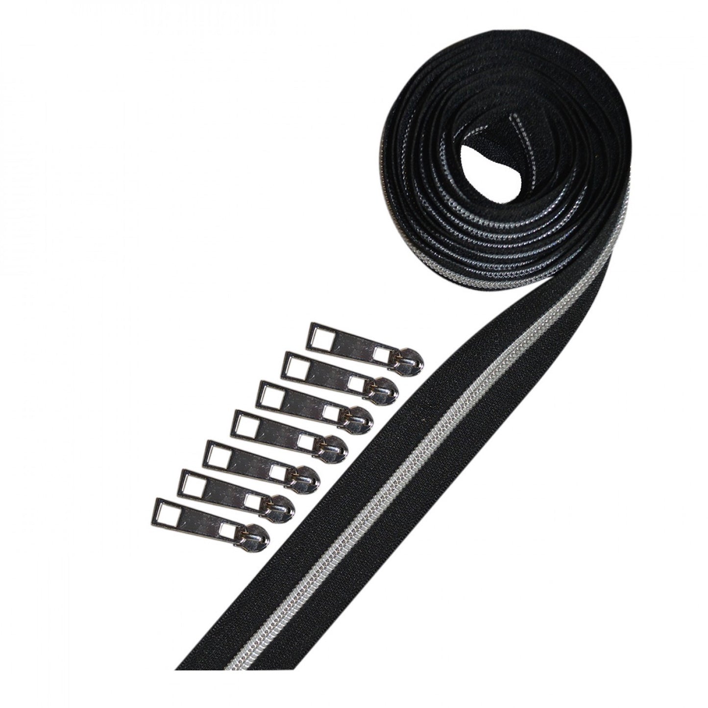 Metallic Zipper Tape- Black Silver