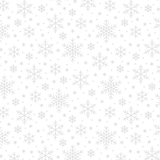 Morning Mist IX- White on White Snowflakes: Sold by the 1/2 yard.