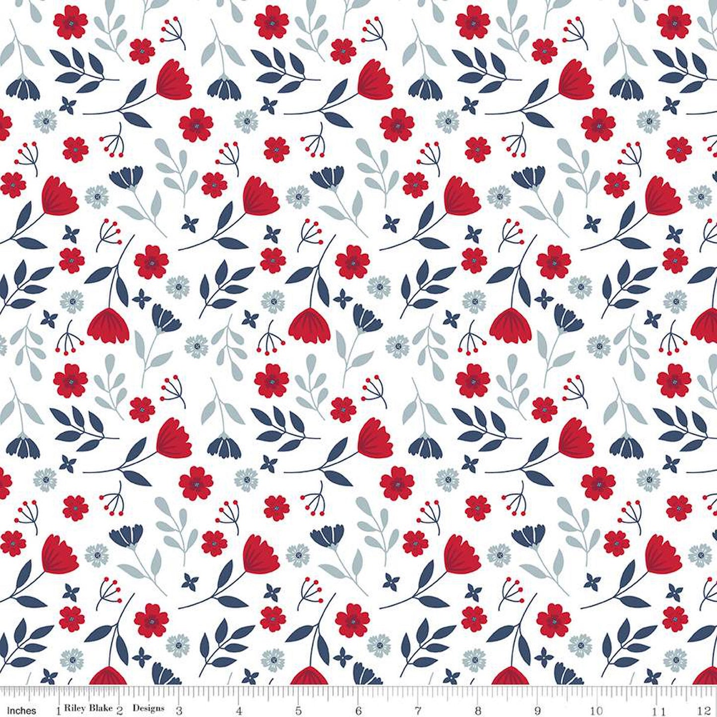 American Beauty- White Floral: Sold by the 1/2 yard