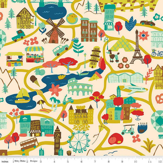 The Genesis of a Journey- Cream It Takes A Village: Sold by the 1/2 yard