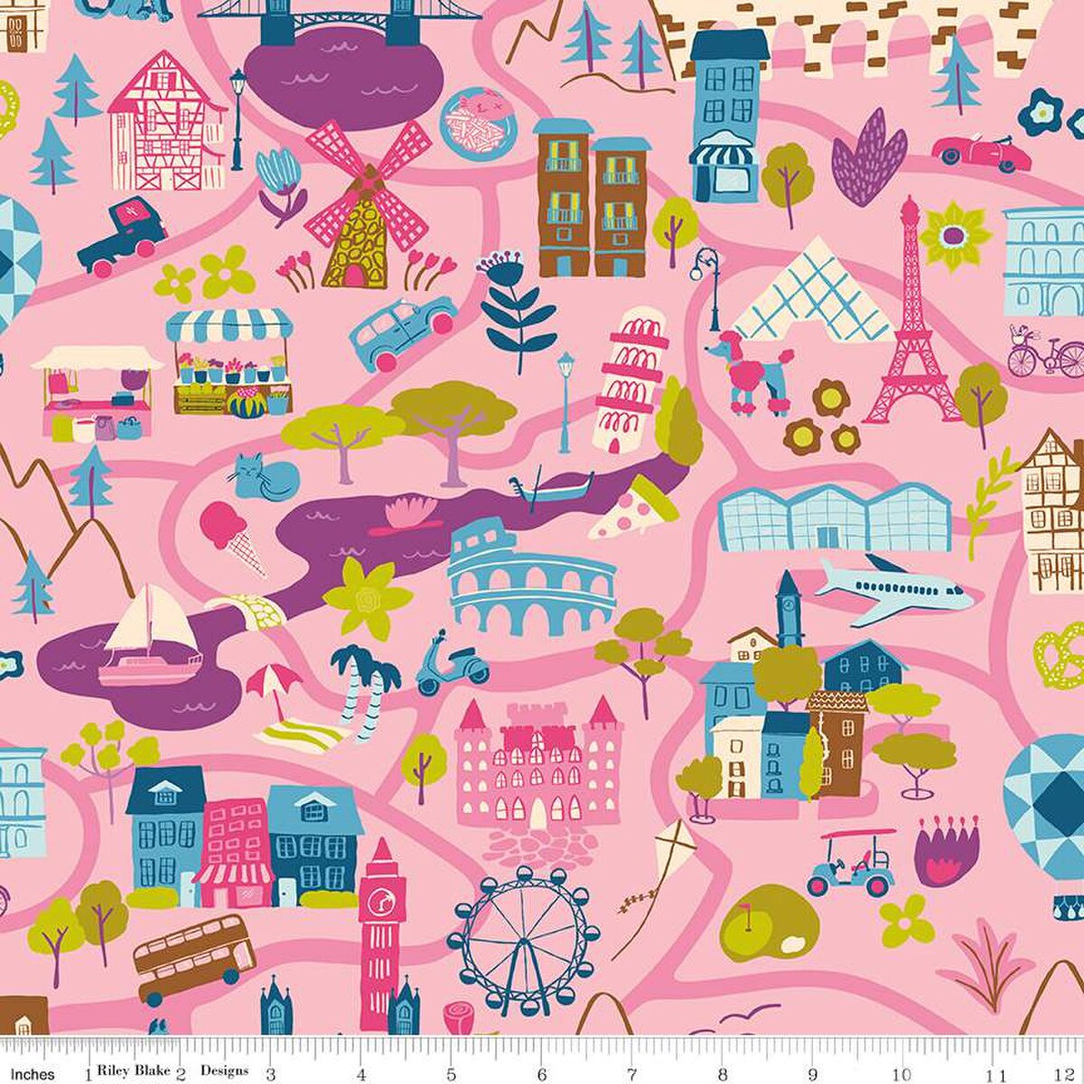 The Genesis of a Journey- Rose It Takes A Village: Sold by the 1/2 yard