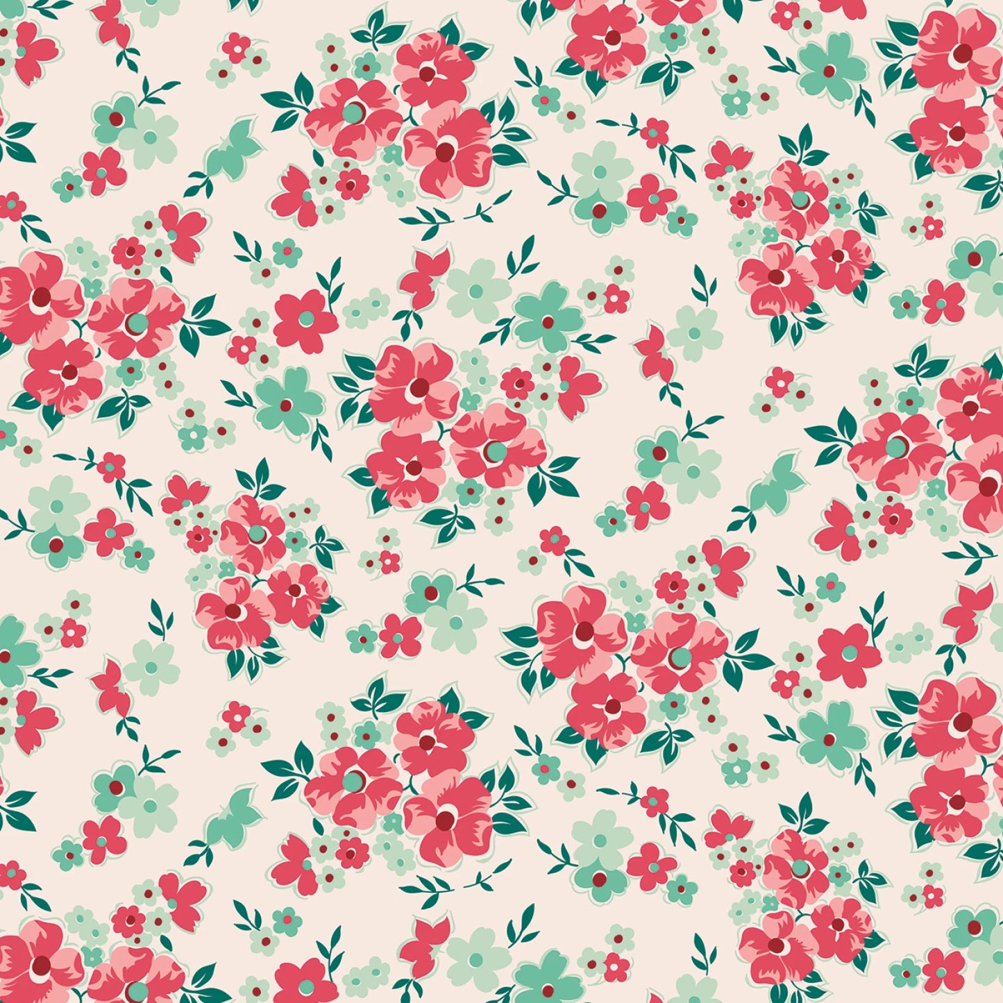 Berry & Sage- Latte Floral: Sold by the 1/2 yard