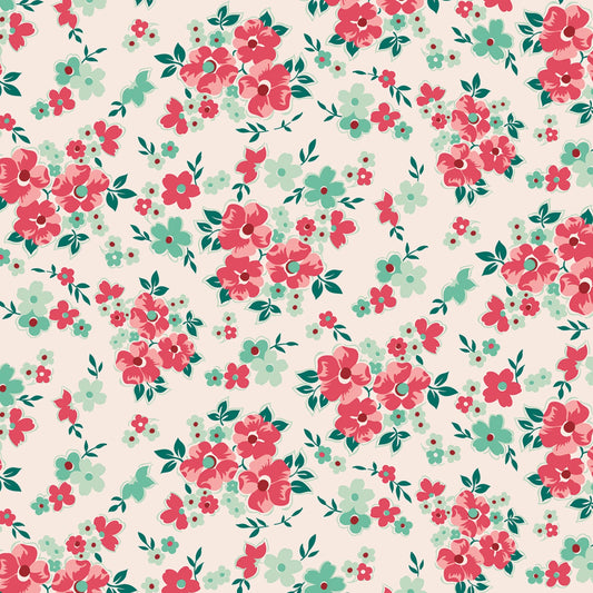 Berry & Sage- Latte Floral: Sold by the 1/2 yard