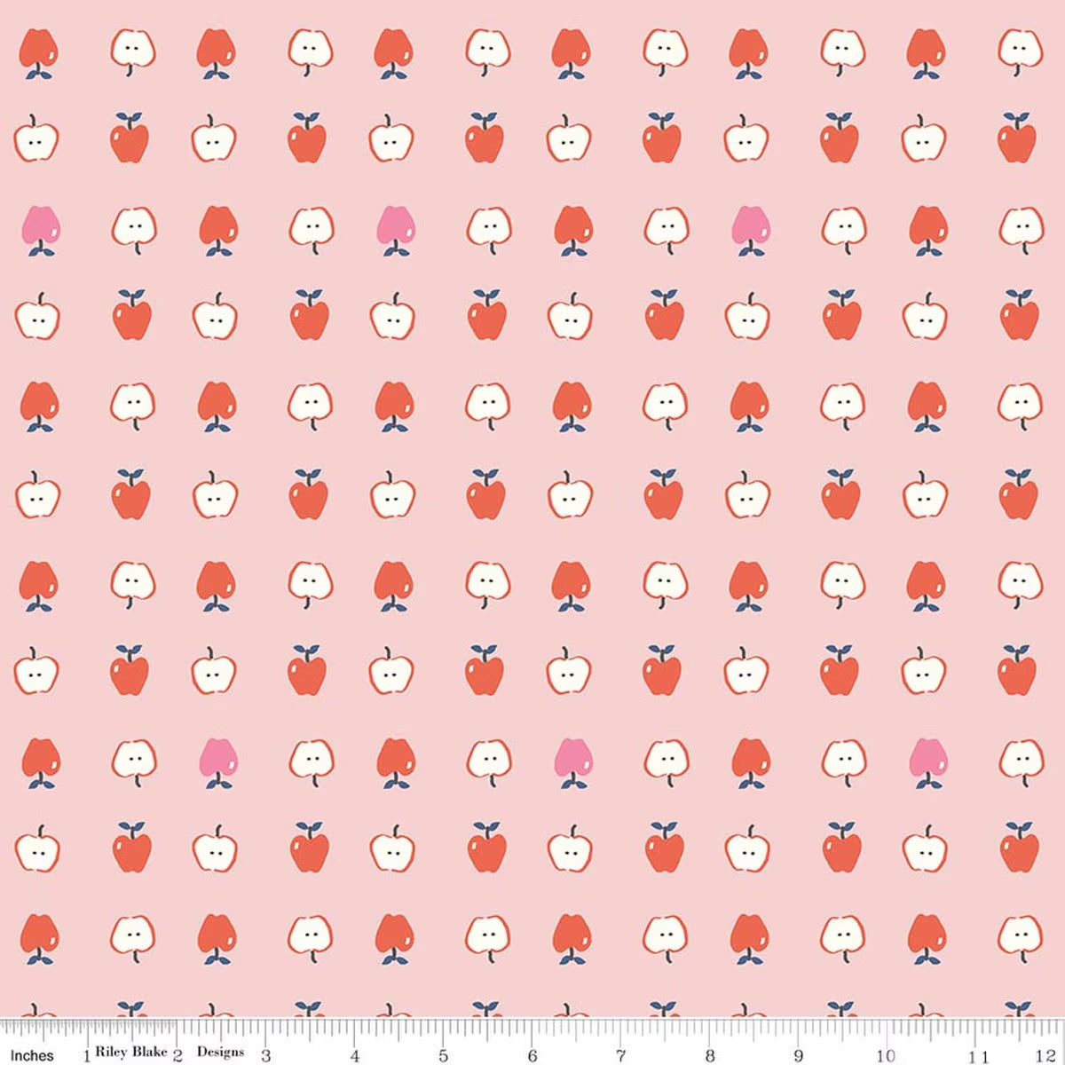Cotton Nook- Pink Apples: Sold by the 1/2 yard