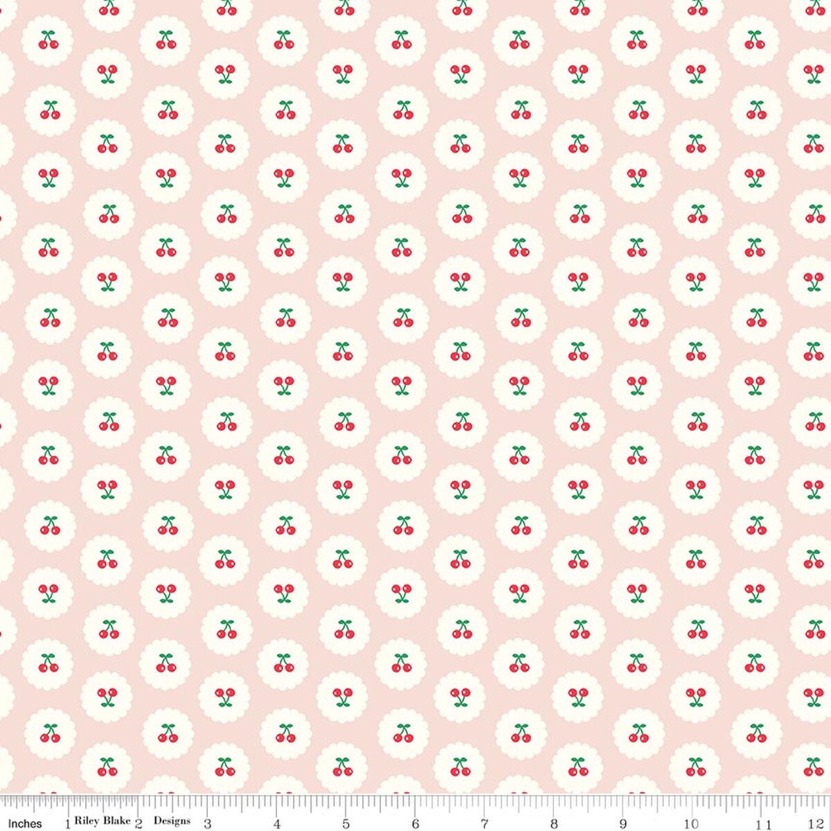 Cotton Nook- Blush Cherries: Sold by the 1/2 yard