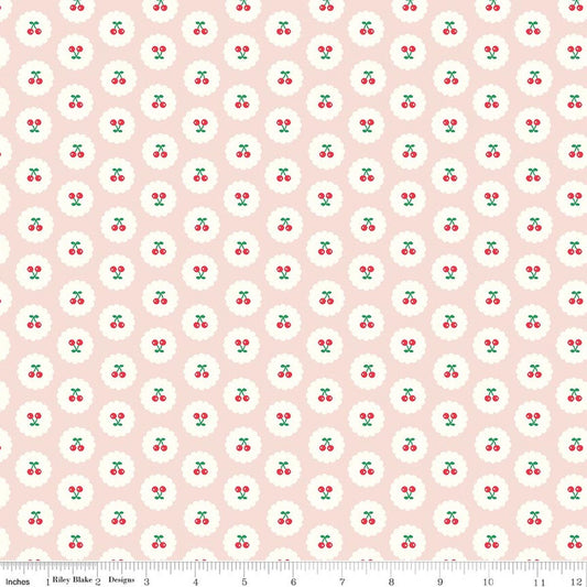 Cotton Nook- Blush Cherries: Sold by the 1/2 yard
